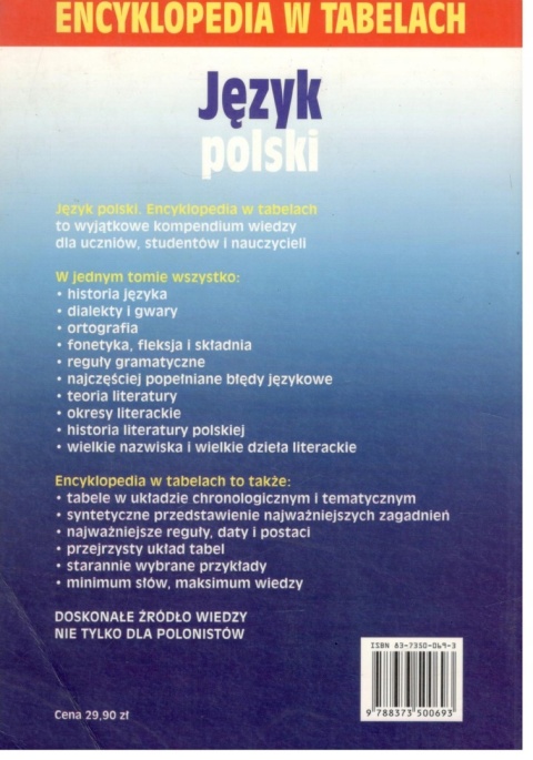 Encyklopedia w tabelach Język polski Encyklopedia w tabelach Język polski