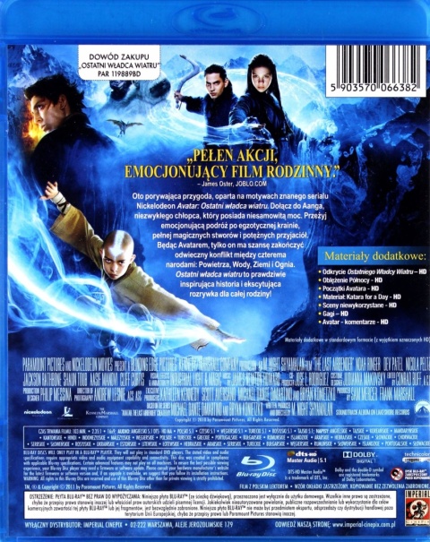 Ostatni Władca Wiatru (The Last Airbender) płyta Blu-ray